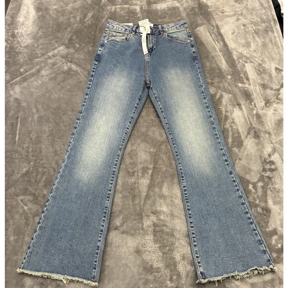 Miss Selfridge Denim Jeans Women 28x32 Blue Cropped Kickflare Boot Cowboy Pants - Picture 1 of 14